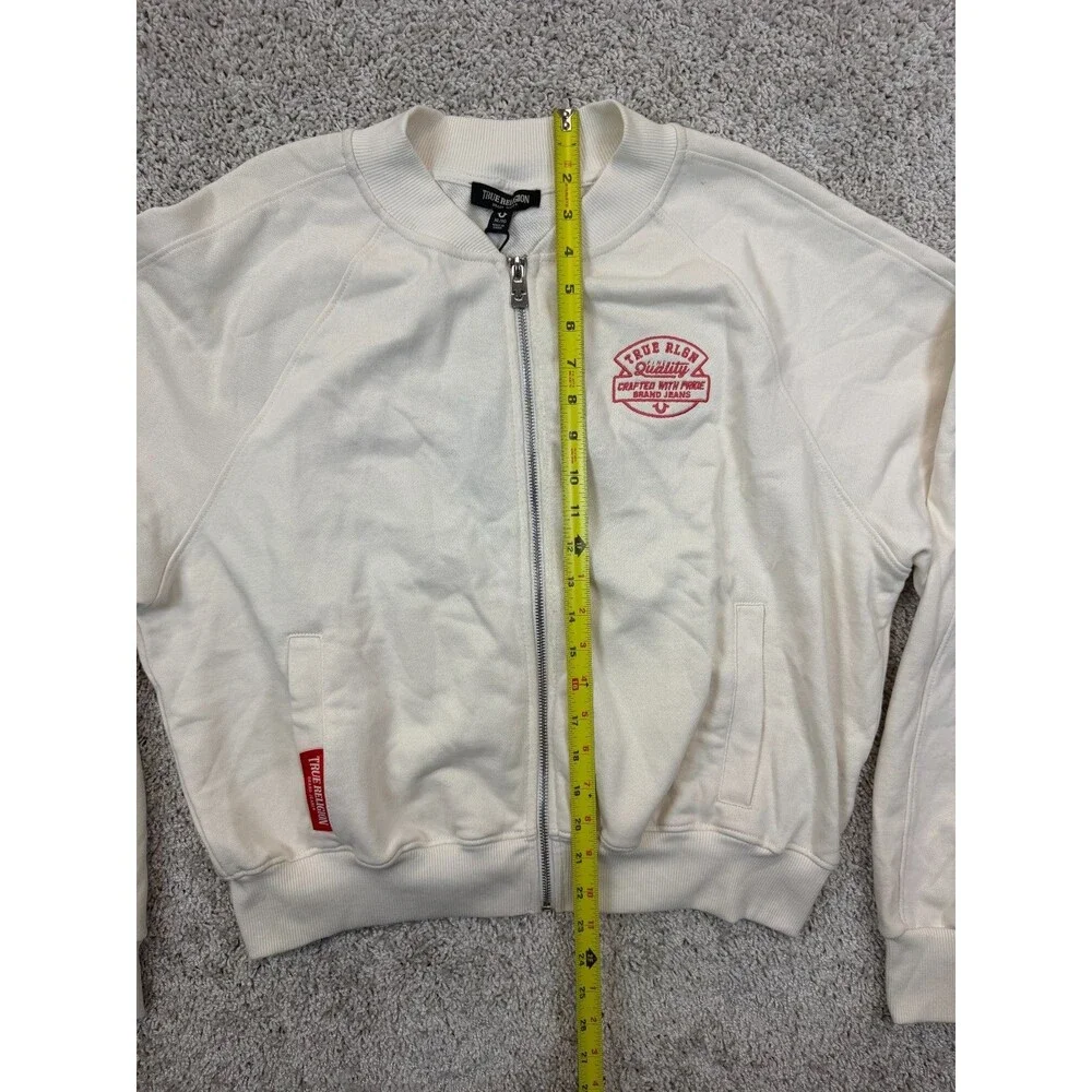 True Religion Branded Bomber Jacket Men's XL Winter White Embroidered NWT $179